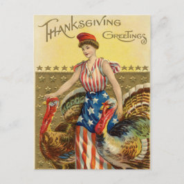 Vintage Thanksgiving Amerikanska Hälsning Helg Vykort