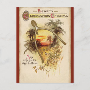 Vintage Thanksgiving av fiskben och vete Vykort