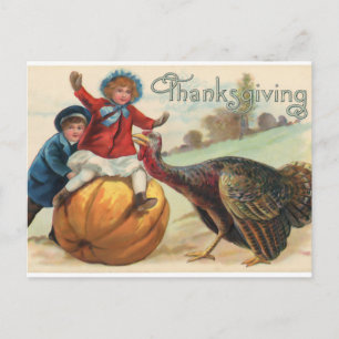 Vintage "Thanksgiving"   Barn och höstscen Vykort