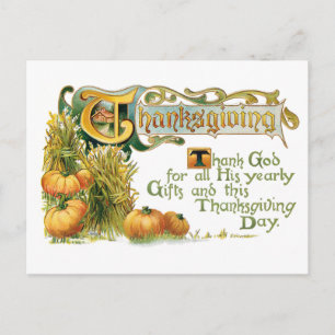 Vintage Thanksgiving Blank med pumpor Helg Vykort