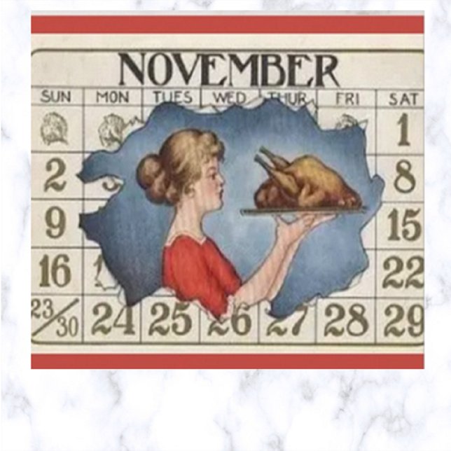 Vintage Thanksgiving Calendar Vykort (Skapare uppladdad)