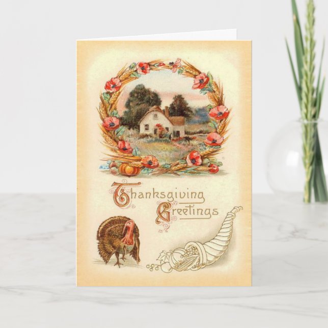 Vintage Thanksgiving Card Helgkort (Framsida)