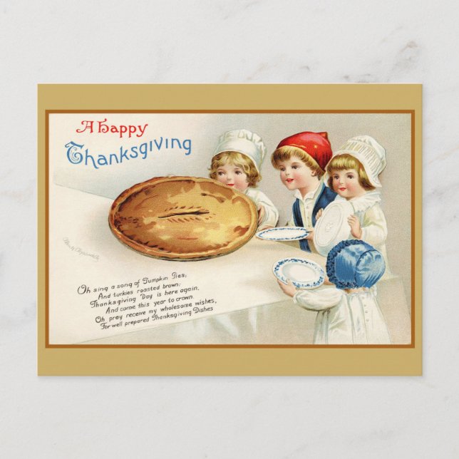 Vintage Thanksgiving Cute Funny Paj Dikt Vykort (Framsida)