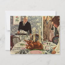 Vintage Thanksgiving Dag Turkiet Middag med familj