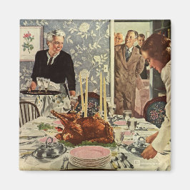 Vintage Thanksgiving Dag Turkiet Middag med familj Magnet