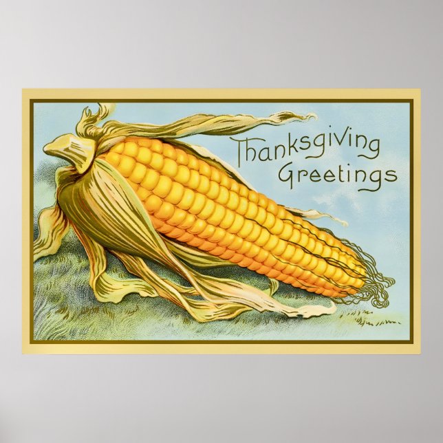 Vintage Thanksgiving Day Golden Ripe Maj Card Poster (Framsidan)