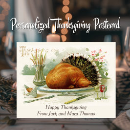 Vintage Thanksgiving Day Turk middag Anpassad Vykort