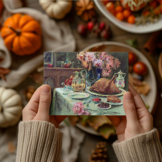 Vintage Thanksgiving Day Turkkyckling middag Kort