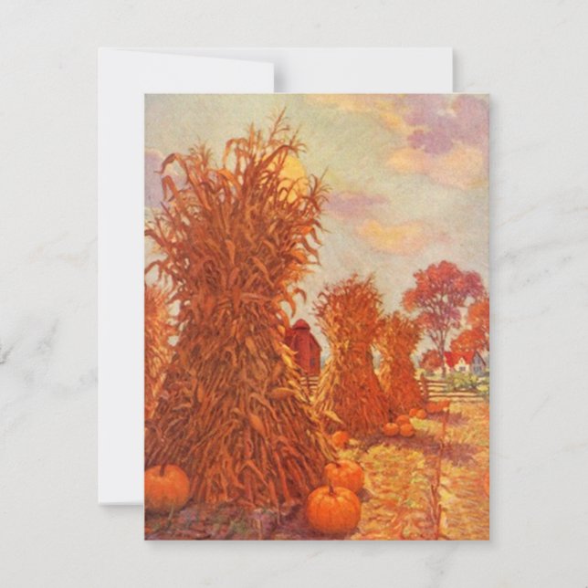 Vintage Thanksgiving Fall Maj Sheaves INVITATIONER Inbjudningar (Framsida)