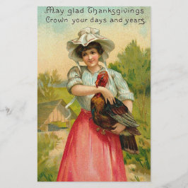 Vintage Thanksgiving Girl Hälsning