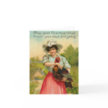 Vintage Thanksgiving Girl Hälsning