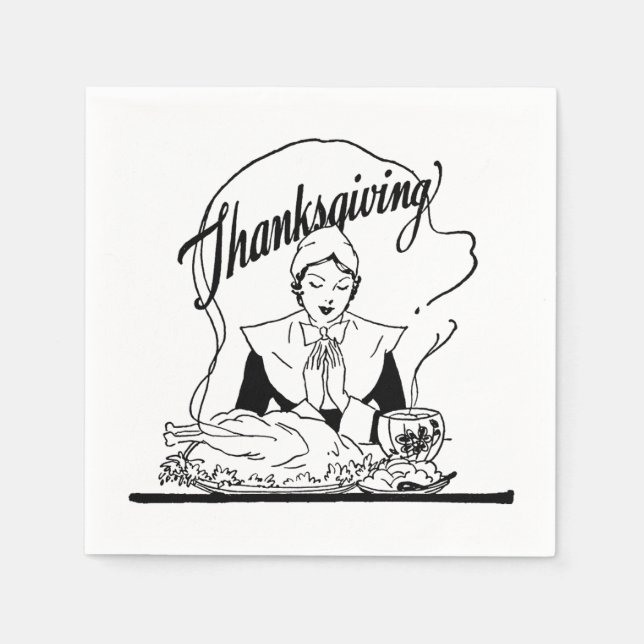 Vintage Thanksgiving Grace White Pappersservett (Framsidan)