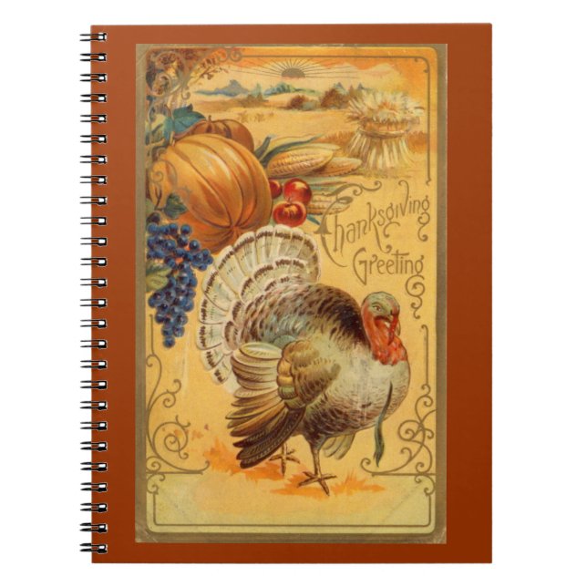 Vintage Thanksgiving Hälsning Anteckningsbok (Framsidan)