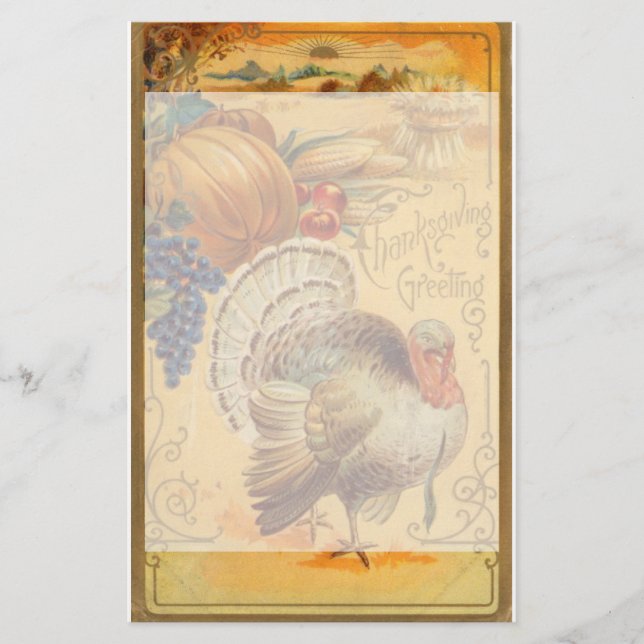 Vintage Thanksgiving Hälsning Brevpapper (Framsida)