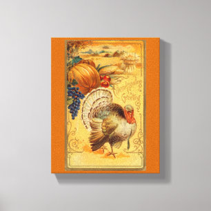 Vintage Thanksgiving Hälsning Canvastryck