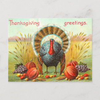 Vintage Thanksgiving Hälsning Helg Vykort
