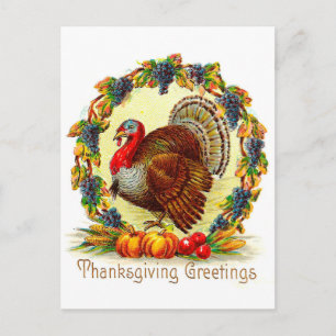 Vintage Thanksgiving Hälsning Helg Vykort