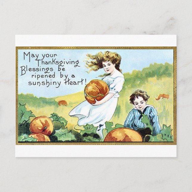 Vintage Thanksgiving Hälsning Helg Vykort (Framsida)