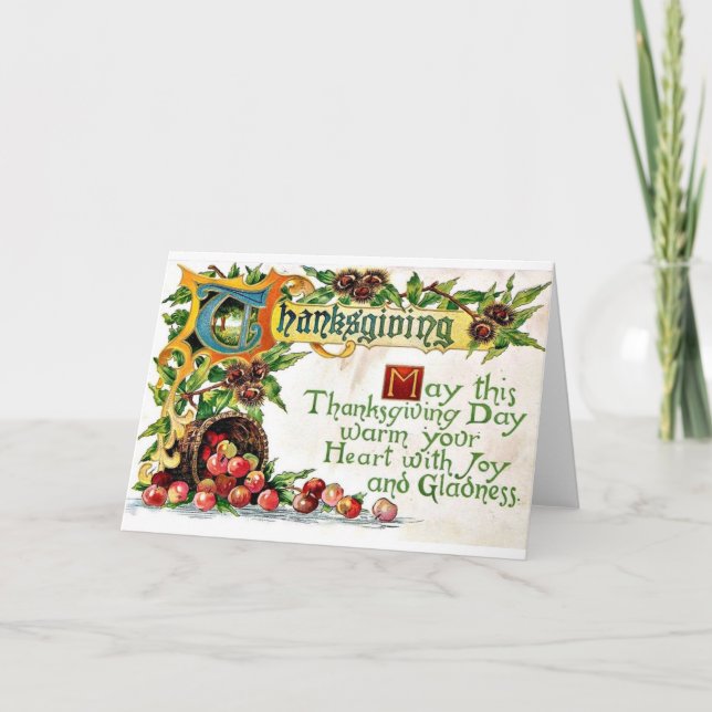 Vintage Thanksgiving Hälsning Helgkort (Framsida)