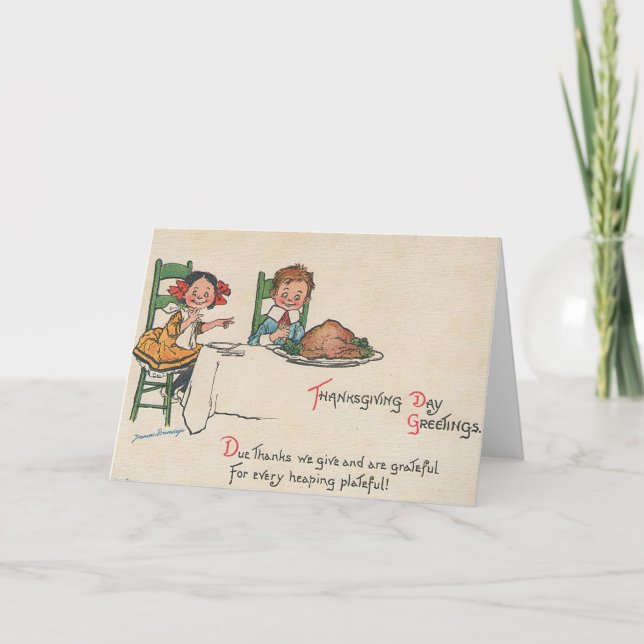 Vintage Thanksgiving Hälsning Helgkort (Framsida)