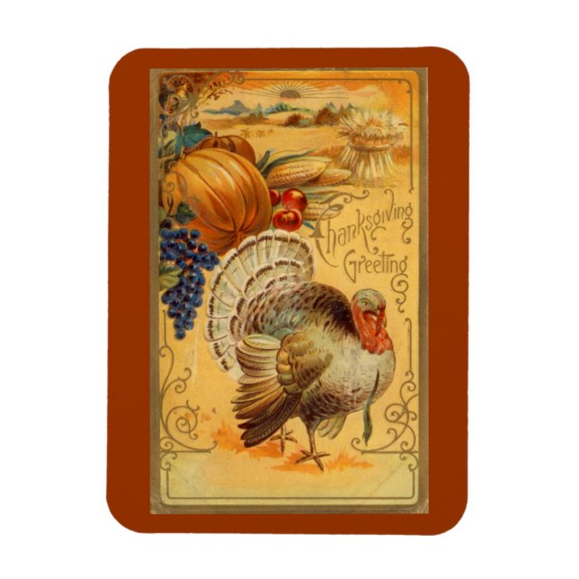 Vintage Thanksgiving Hälsning Magnet (Vertikal)