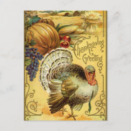Vintage Thanksgiving Hälsning med Turkiet Helg Vykort