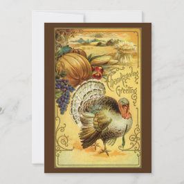 Vintage Thanksgiving Hälsning med Turkiet Inbjudningar