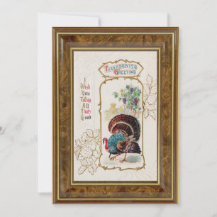 Vintage Thanksgiving Hälsning och Turkiet Julkort