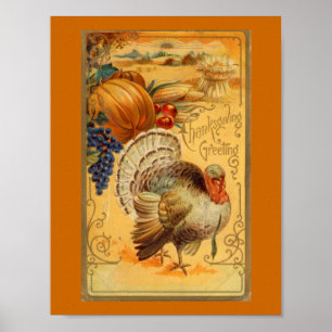 Vintage Thanksgiving Hälsning Poster