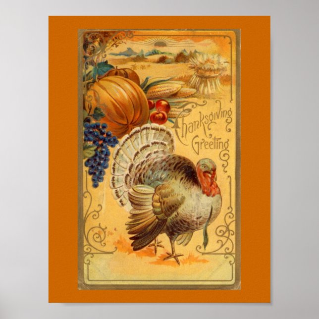Vintage Thanksgiving Hälsning Poster (Framsidan)