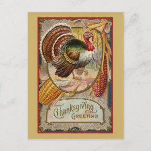 Vintage Thanksgiving Hälsning Turkiet Vykort
