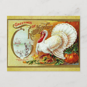 Vintage Thanksgiving Hälsning Turkiet Vykort