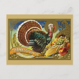 Vintage Thanksgiving Hälsning Turkiet vykort