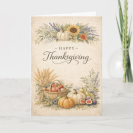 Vintage Thanksgiving Harvest Pumpkin Illustration Kort