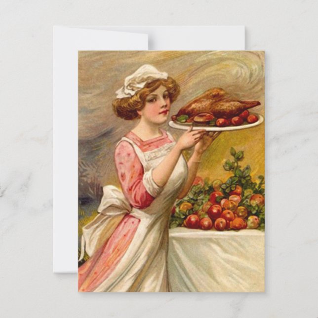 Vintage Thanksgiving Helgdagars PARTINVITATIONER Inbjudningar (Framsida)