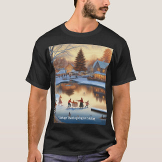 Vintage Thanksgiving Ice Skalning T Shirt