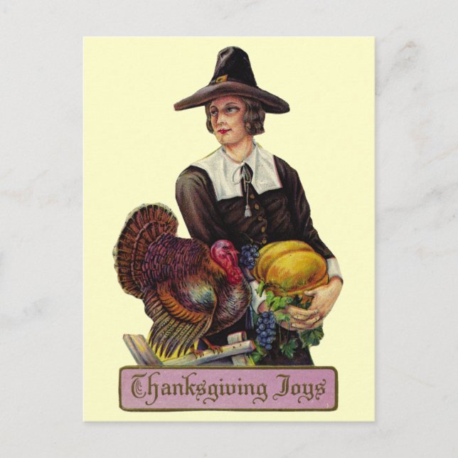 Vintage Thanksgiving Joy Helg Vykort (Framsida)