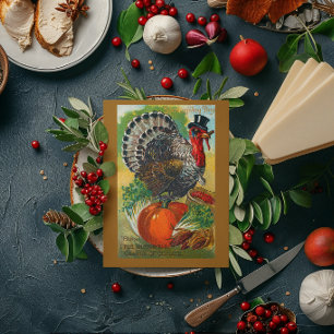 Vintage Thanksgiving Kalkon Förändring Av Klimat Kort