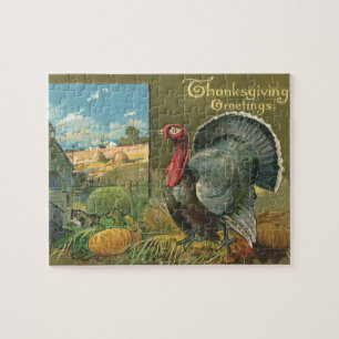 Vintage Thanksgiving, kalkon på gården Pussel