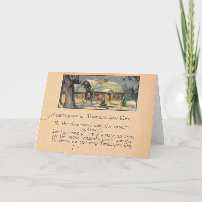 Vintage Thanksgiving Lycka Välkomstkort Kort (Framsida)