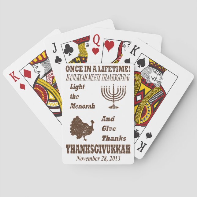 Vintage Thanksgiving Meets Hanukkah Poker Cards Casinokort (Baksidan)