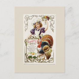 Vintage Thanksgiving Meny vykort