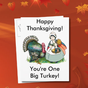 Vintage Thanksgiving One Big Turkey Dinner, ZSSG Helg Vykort