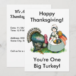 Vintage Thanksgiving One Big Turkey Middag, ZPR Inbjudningar
