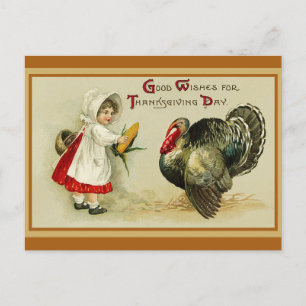 Vintage Thanksgiving Önskemål Turkiet Vykort