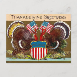 Vintage Thanksgiving Patriotic Postcard Vykort