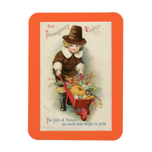 Vintage Thanksgiving Pilgrim Magnet (Vertikal)