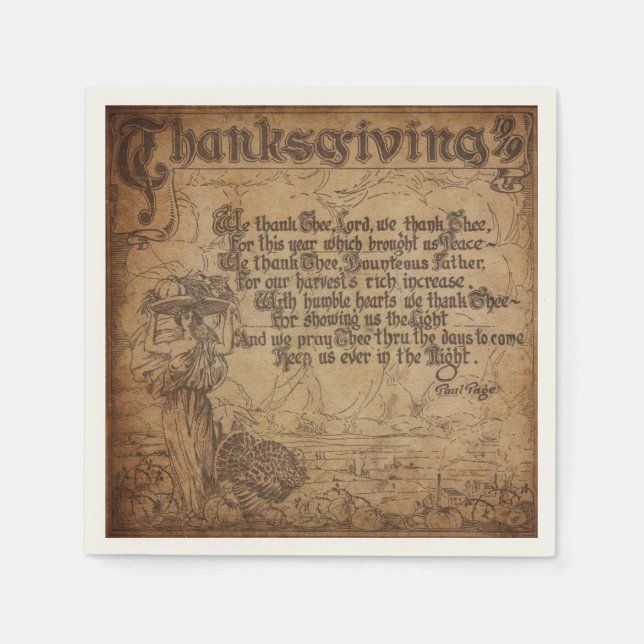Vintage Thanksgiving Prayer Pappersservett (Framsidan)