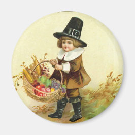 Vintage Thanksgiving runda magnet