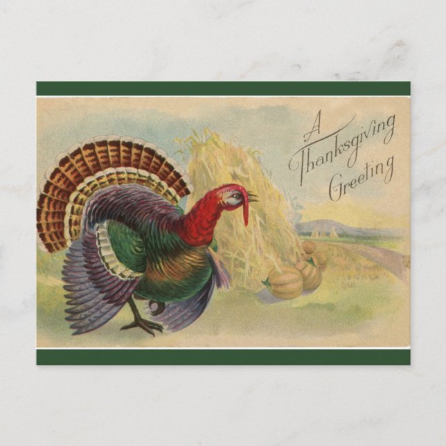 Vintage Thanksgiving Turkey och Haystacks Vykort (Framsida)